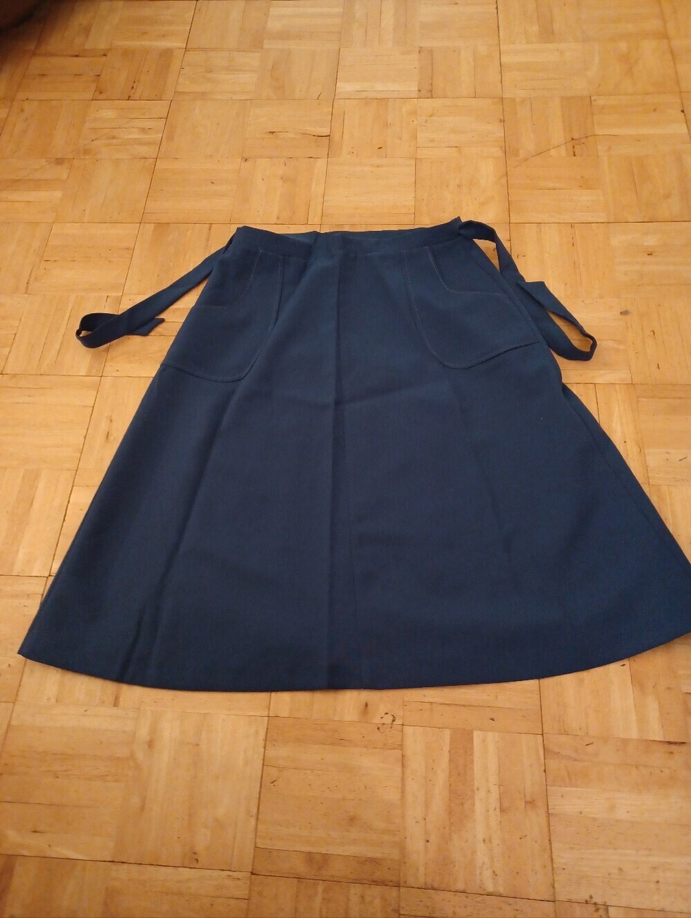 Navy A-Line Tie-Waist Wrap Around Skirt